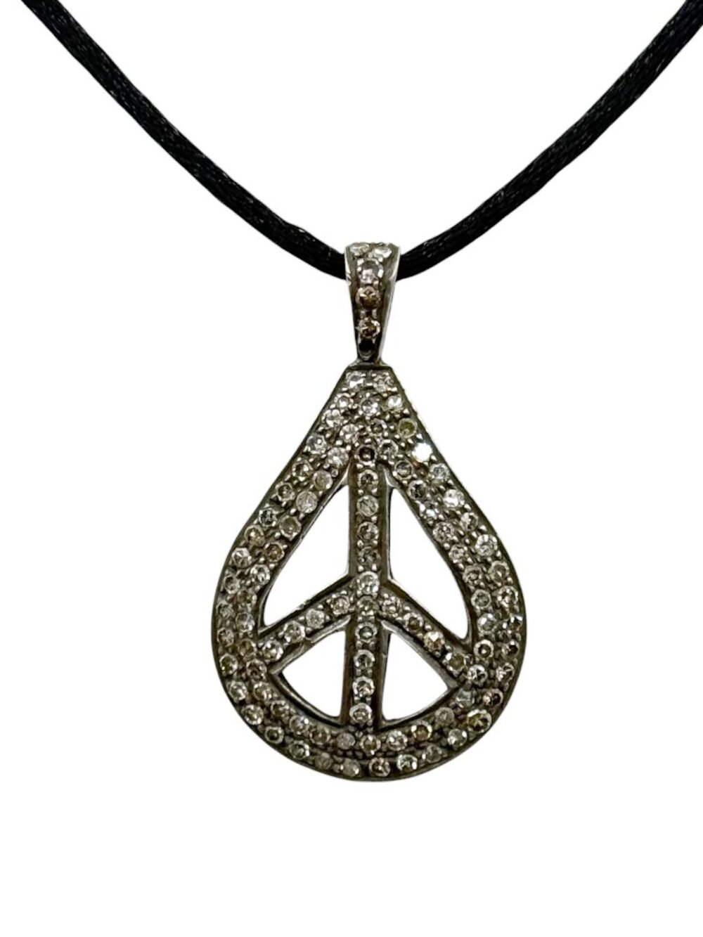 Sterling silver pave 2 carat diamond peace pendant - GM223